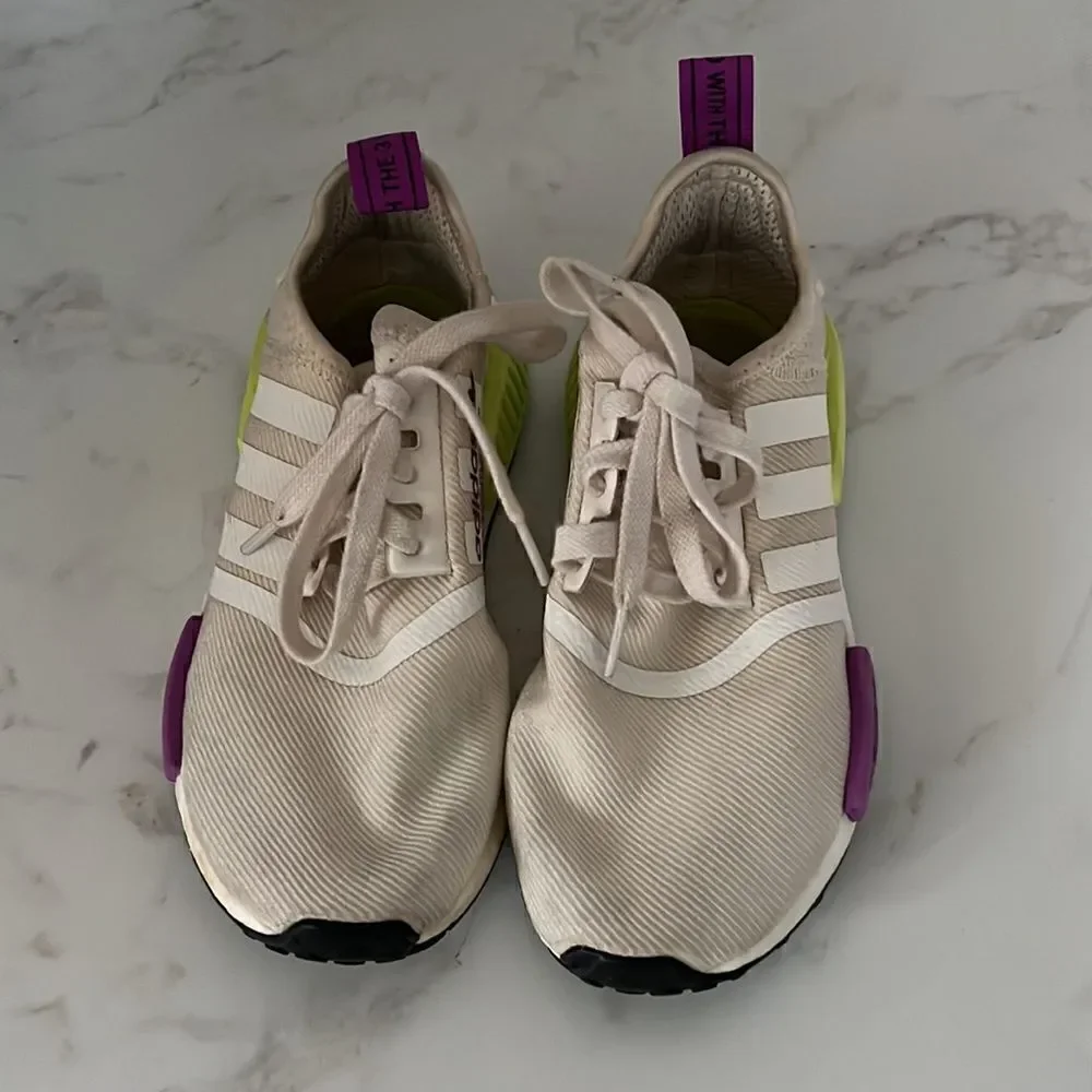 Adidas NMD R1 Chalk White Semi Solar Yellow EUC